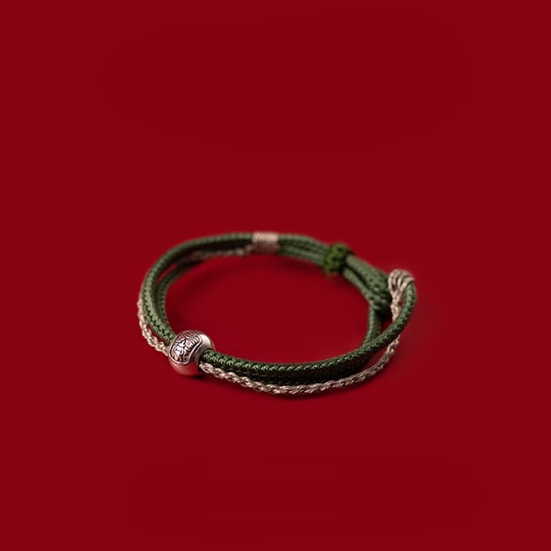 925 Sterling Silver Tibetan Zakiram Goddess of Wealth Luck Rope Bracelet