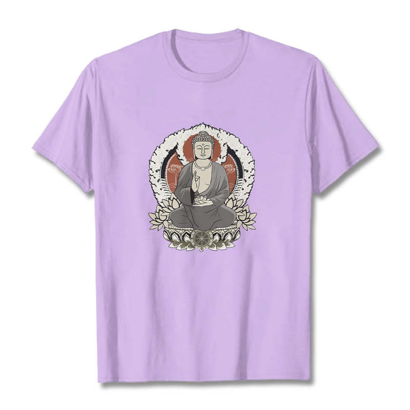 Meditating mystic zen Sitting With Lotus Pattern Tee T-shirt