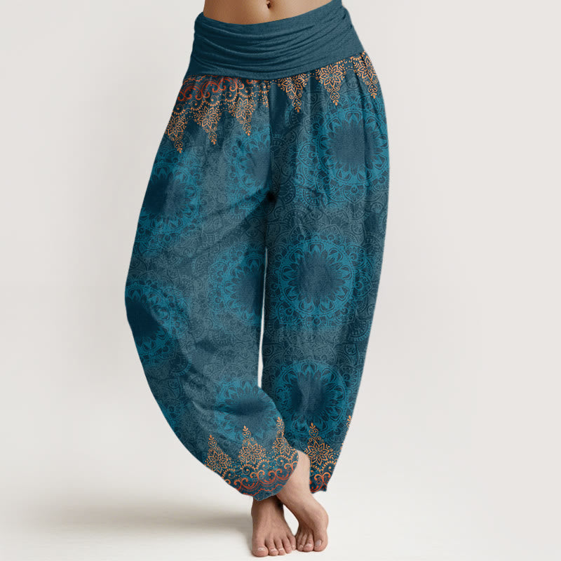 Triangular Mandala Patterns Women's Elastic Waist Harem Pants
