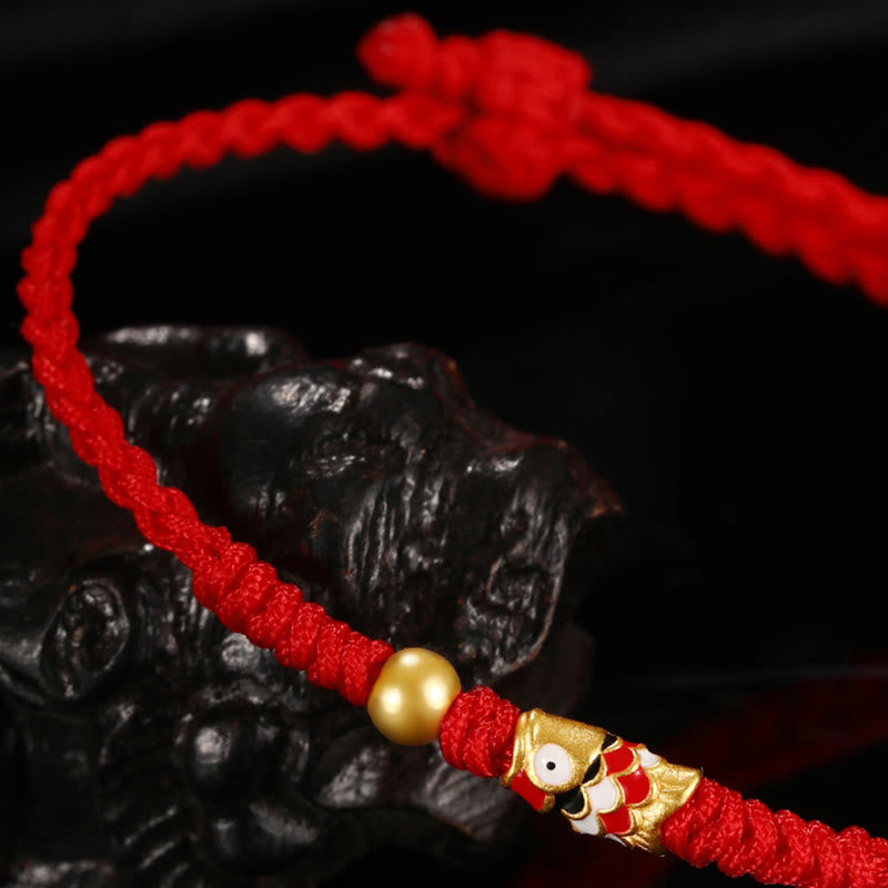 999 Gold Luck Koi Fish Handcrafted Braided String Bracelet