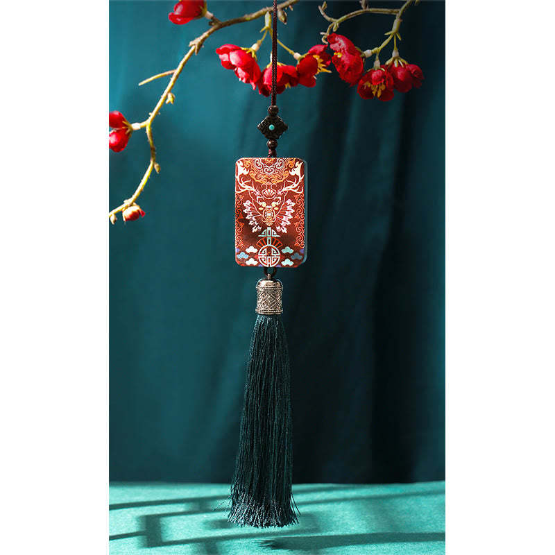 Handmade Elk Deer Ebony Wood Balance Tassel Car Hanging Decoration