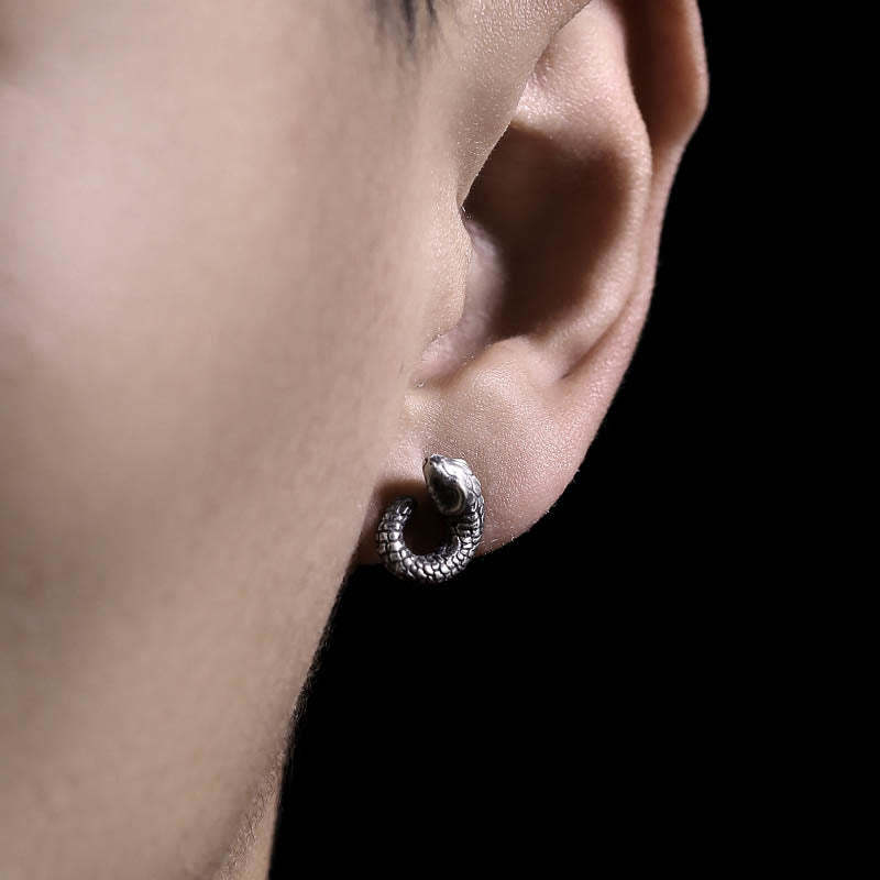 999 Sterling Silver Snake Texture Year Of The Snake Protection Balance Earrings
