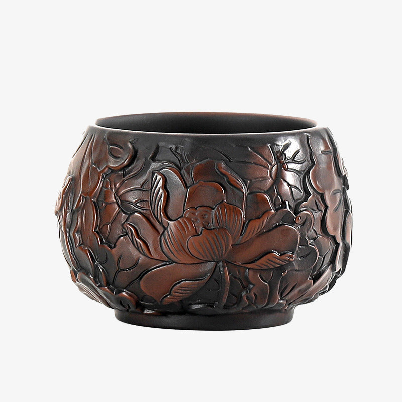 Lotus Leaf Flower Landscape Dragon Bamboo Ceramic Teacup Kung Fu Tea Cup Bowl