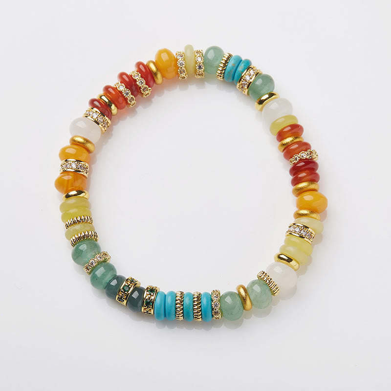 Natural Red Agate Jade Rainbow Confidence Bracelet