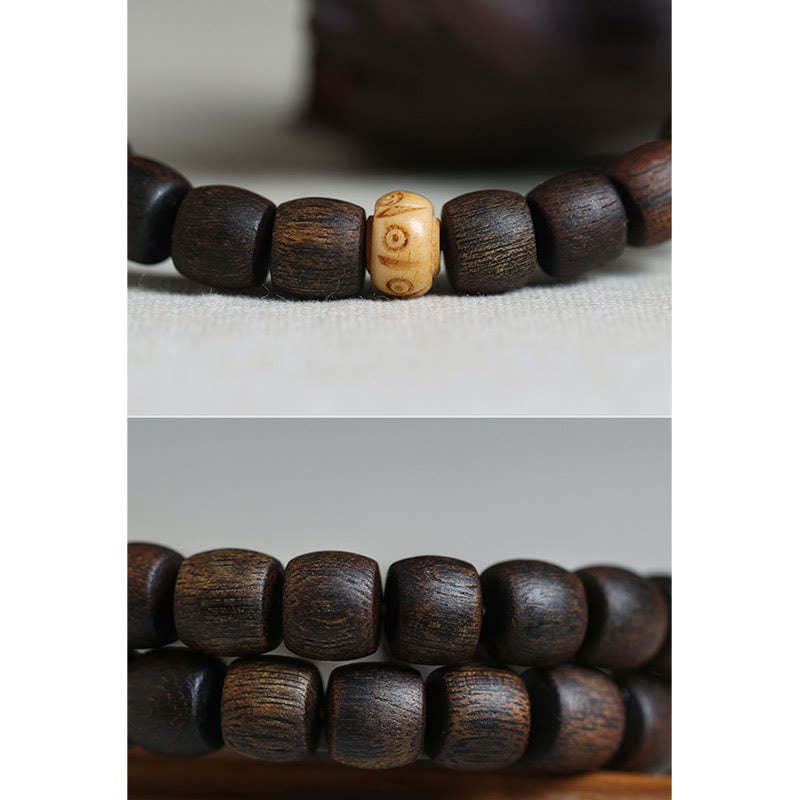 Nha Trang Rare Bai Qinan Agarwood Cyan Jade Red Agate Laughing mystic zen Tibetan Bone Strength Meditation Bracelet