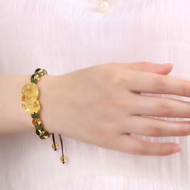 Natural Citrine Pixiu Wealth Protection Bracelet