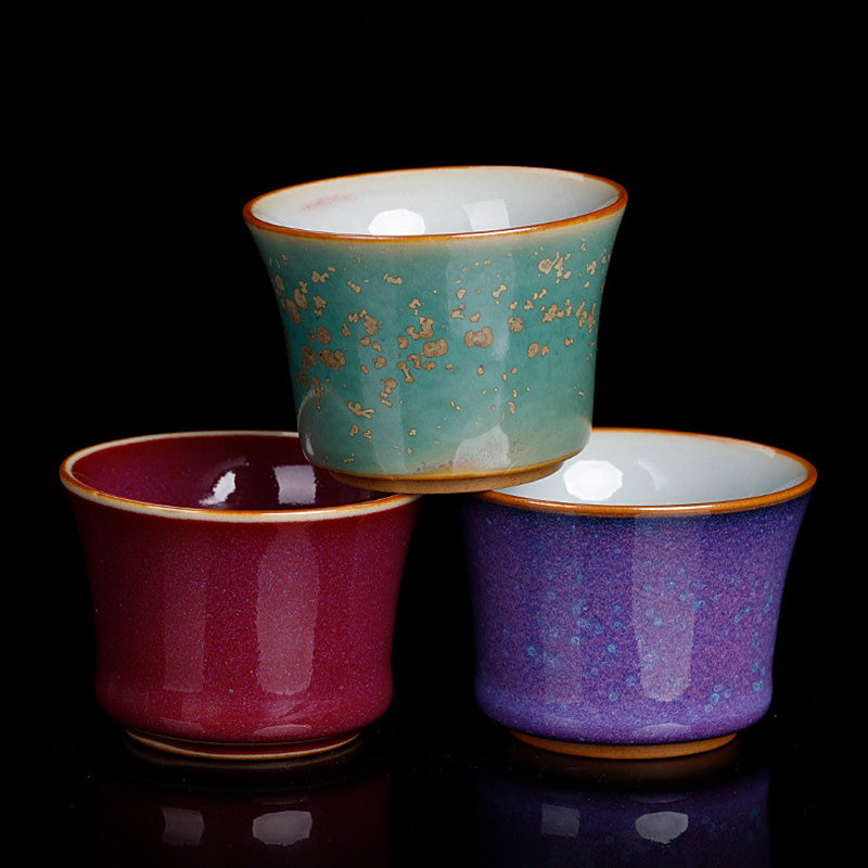 Kiln Change Ceramic Bamboo Design Teacup Kung Fu Tea Cup