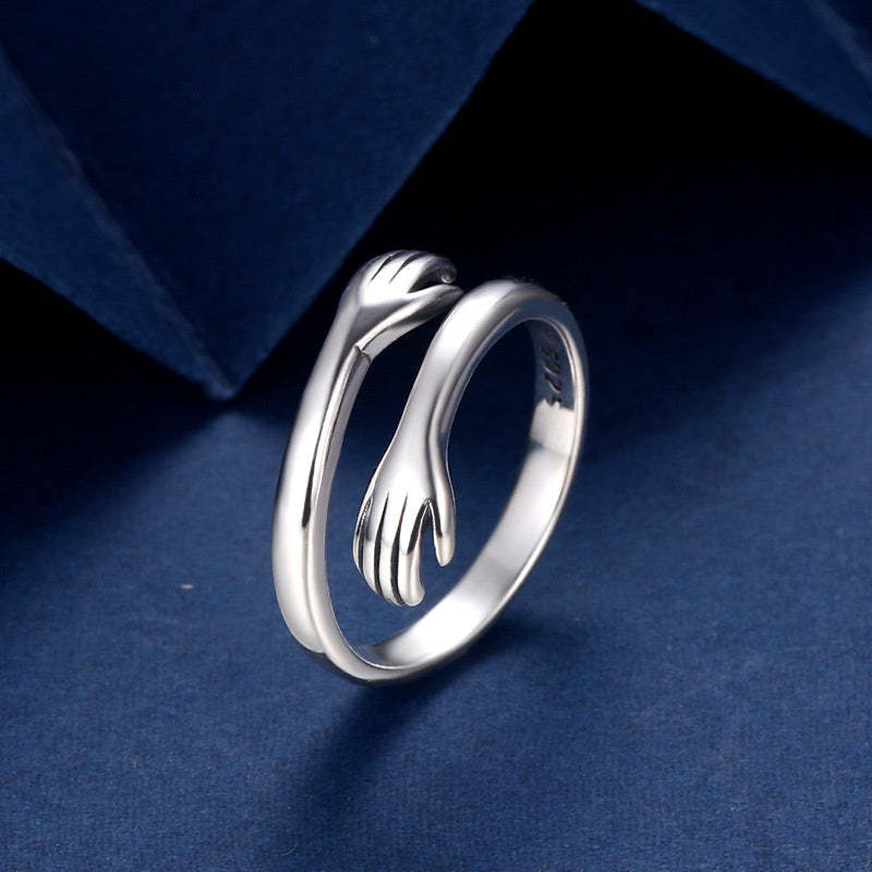 925 Sterling Silver Love Hug Thumb Ring