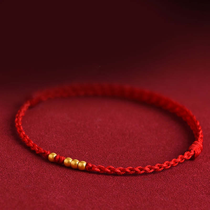 999 Gold Beads Luck Braided Protection Couple Bracelet