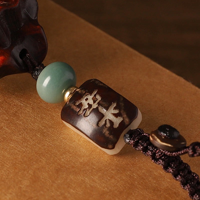 Small Leaf Red Sandalwood Green Sandalwood Money Bag Om Mani Padme Hum Rotatable Protection Hanging Decoration