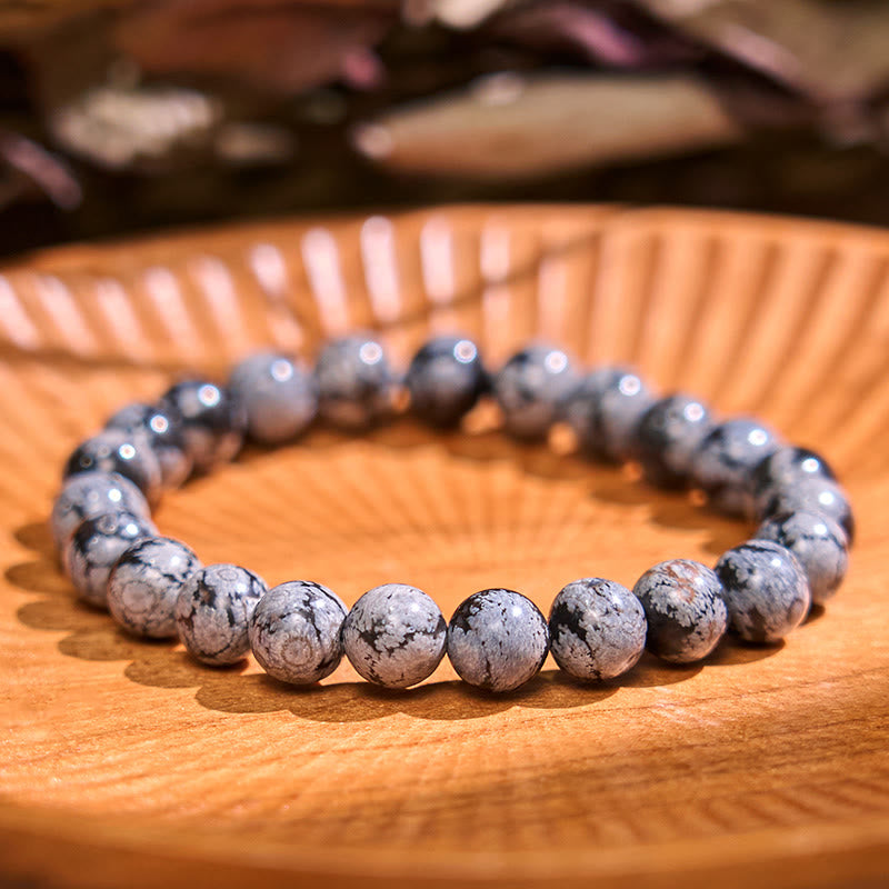 mystic zen Stone Snowflake Obsidian Balance Bracelet