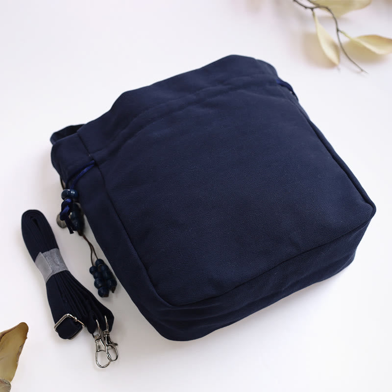 Embroidered Butterfly Lotus Magnolia Cotton Linen Tote Crossbody Bag Shoulder Bag Handbag