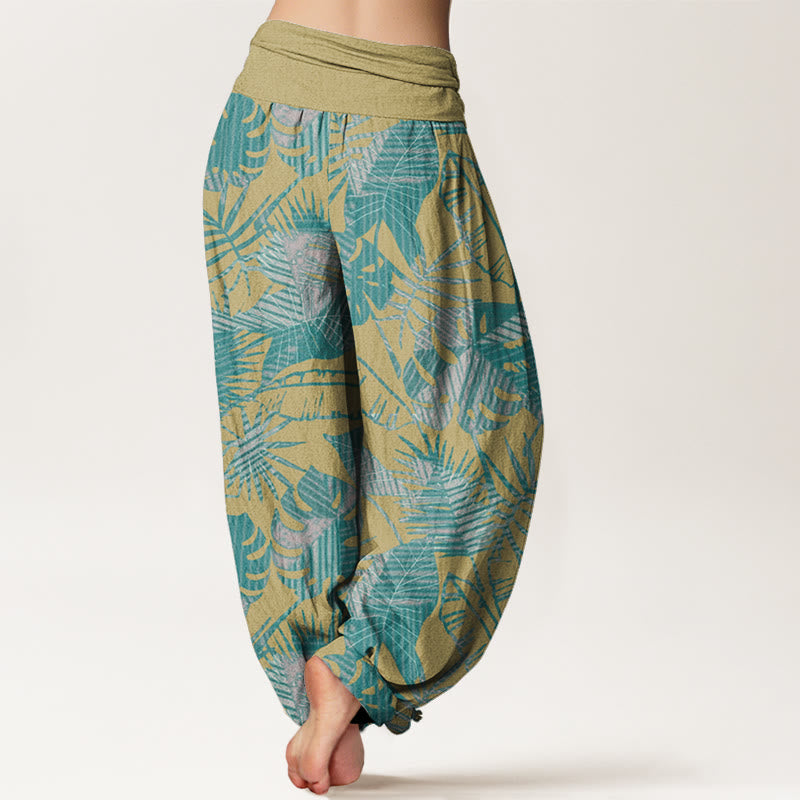 Leaves Pattern Women's Elastic Waist Harem Pants
