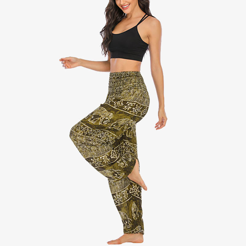 Elephant Pattern Loose Casual Harem Trousers High Waist Women's Yoga Pants