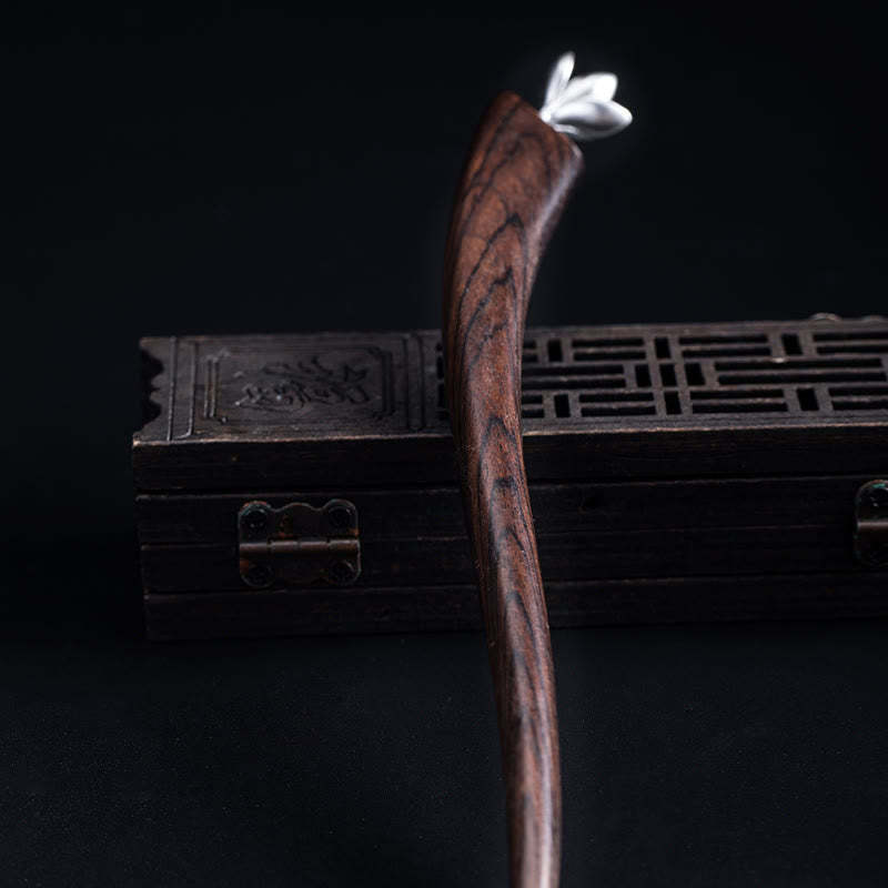 925 Sterling Silver Classical Ebony Magnolia Flower Blessing Hairpin