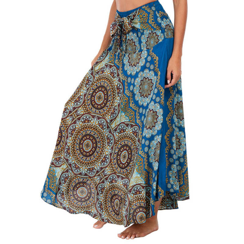 Two Style Wear Bohemian Mandala Flower Lace-up Skirt Dress