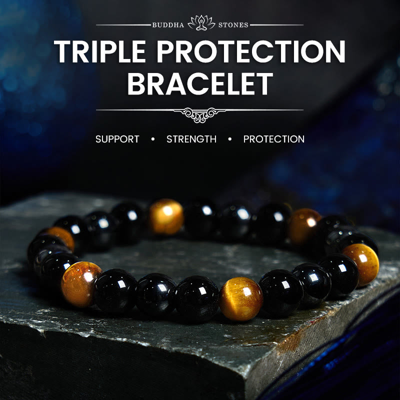 Natural Tiger's Eye Obsidian Hematite Positive Powerful Bracelet