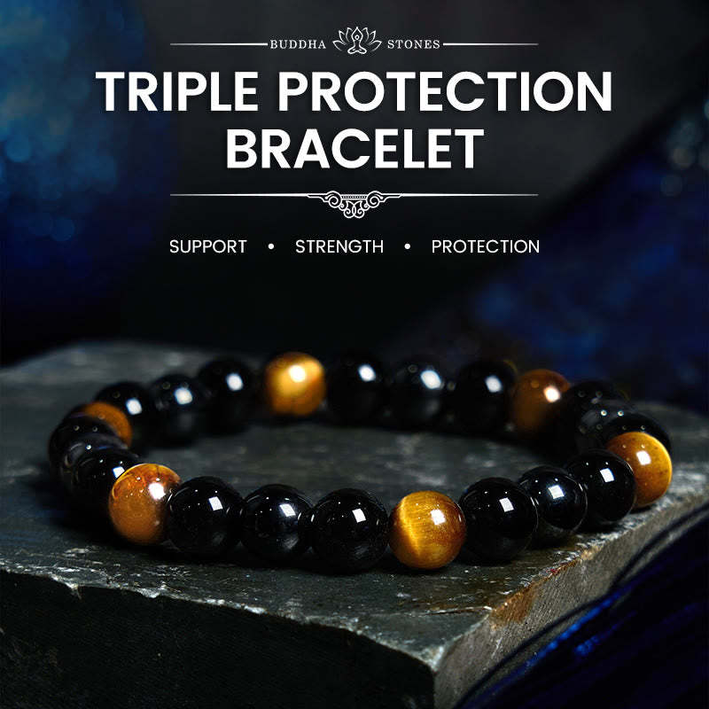 Natural Tiger's Eye Obsidian Hematite Positive Powerful Bracelet