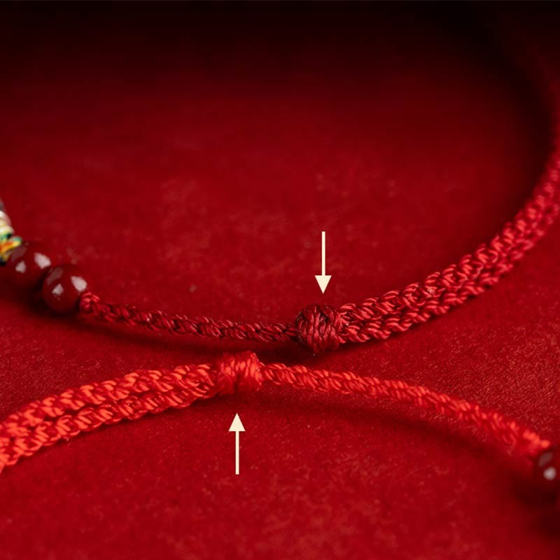 925 Sterling Silver Koi Fish Cinnabar Bead Wealth Handcrafted Braided Bracelet Anklet