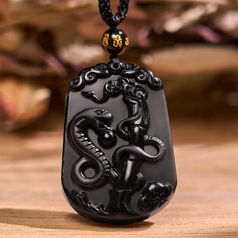 Chinese Zodiac Obsidian Purification Fulfilment Necklace Pendant