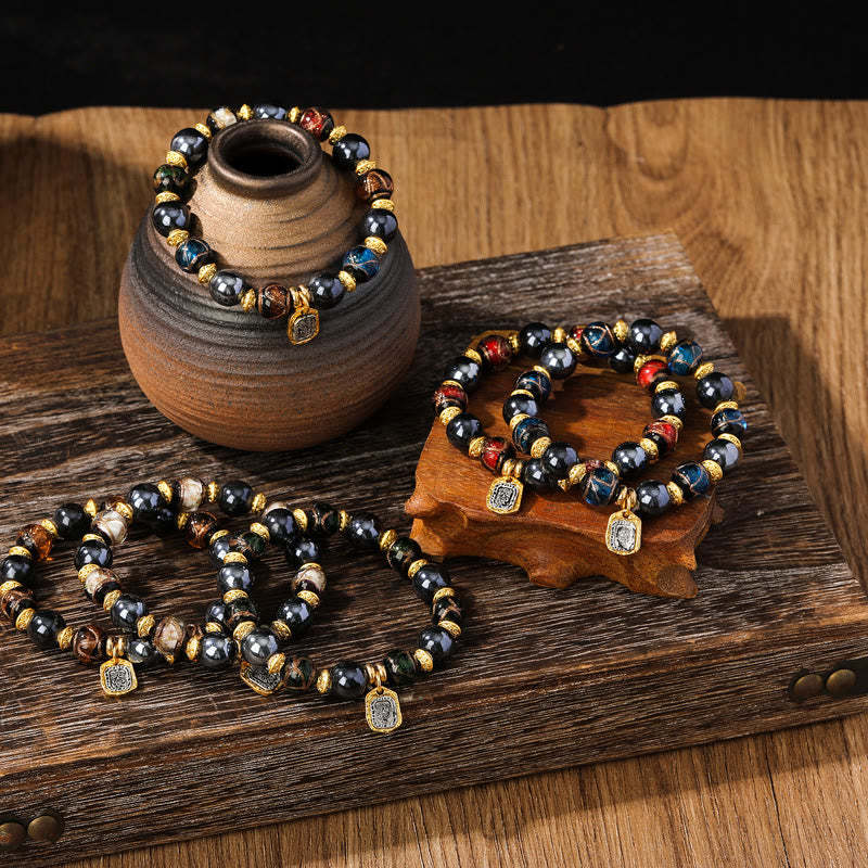 Tibetan Zakiram Goddess of Wealth Liuli Glass Incense Ash Porcelain Bead Luck Bracelet (Extra 30% Off | USE CODE: FS30)