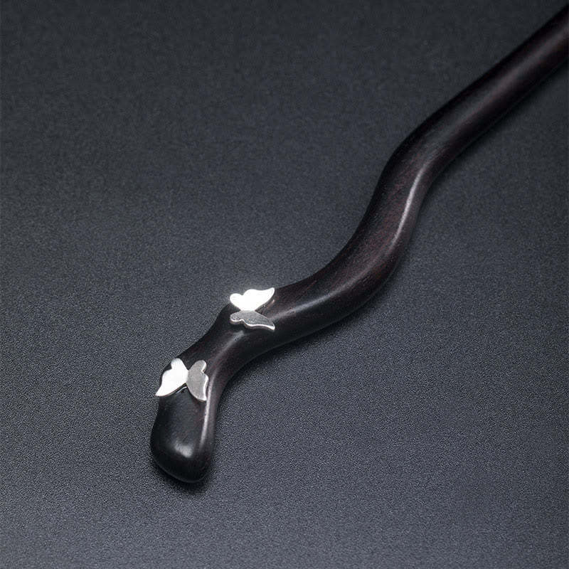 925 Sterling Silver Classical Chinese Style Ebony Butterfly Relax Hairpin