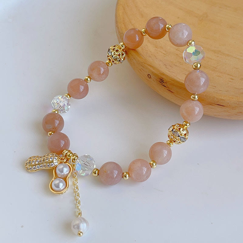 Sun Stone Colorful Rutilated Quartz Wealth Peanut Charm Bracelet