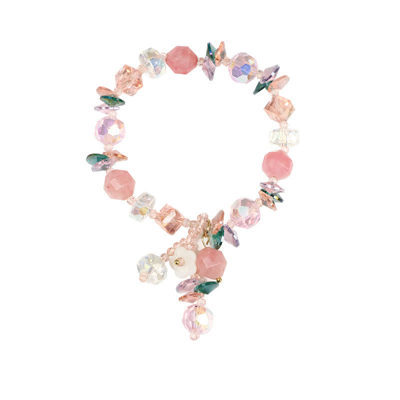 Pink Crystal Green Crystal White Crystal Flower Warmth Bracelet