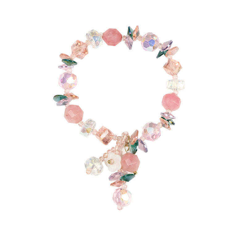 Pink Crystal Green Crystal White Crystal Flower Warmth Bracelet