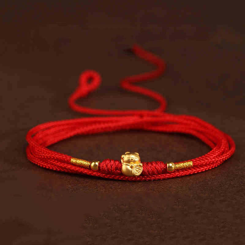 mystic zen Stone 999 Solid Gold Red String Belly Chain