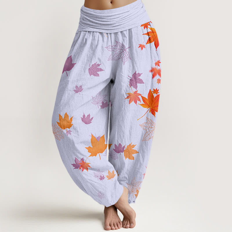 Maple Leaf Pattern Women's Elastic Waist Harem Pants