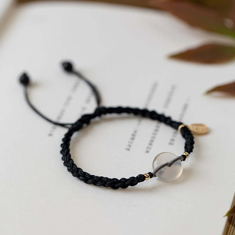 Chalcedony Round Peace Buckle Positive String Bracelet