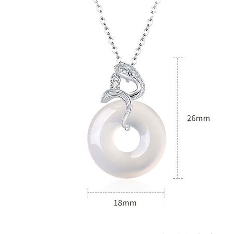 925 Sterling Silver Chalcedony Peace Buckle Year Of The Snake Harmony Necklace Pendant