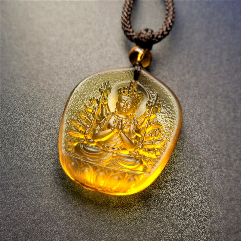Chinese Zodiac Natal mystic zen Blessing Liuli Crystal Compassion Necklace Pendant