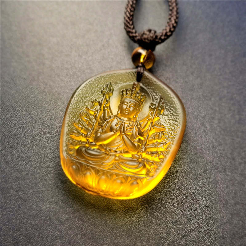 Chinese Zodiac Natal mystic zen Blessing Liuli Crystal Compassion Necklace Pendant