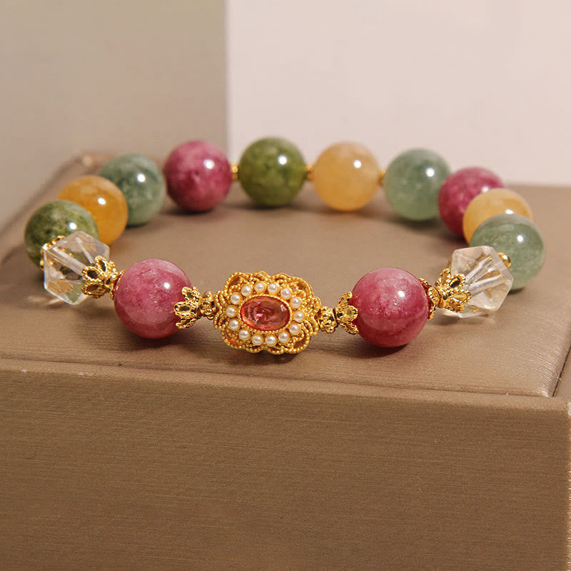 Tourmaline Pearl Pink Crystal White?Crystal Wisdom Bracelet