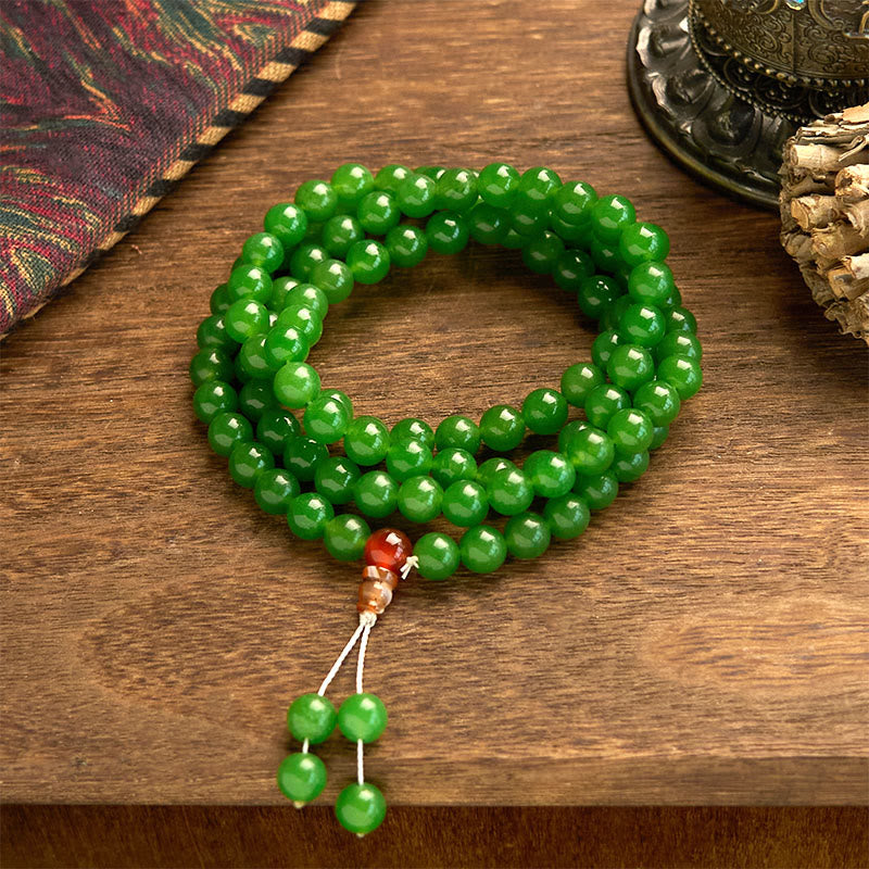 108 Mala Beads Natural Cyan Jade Luck Bracelet