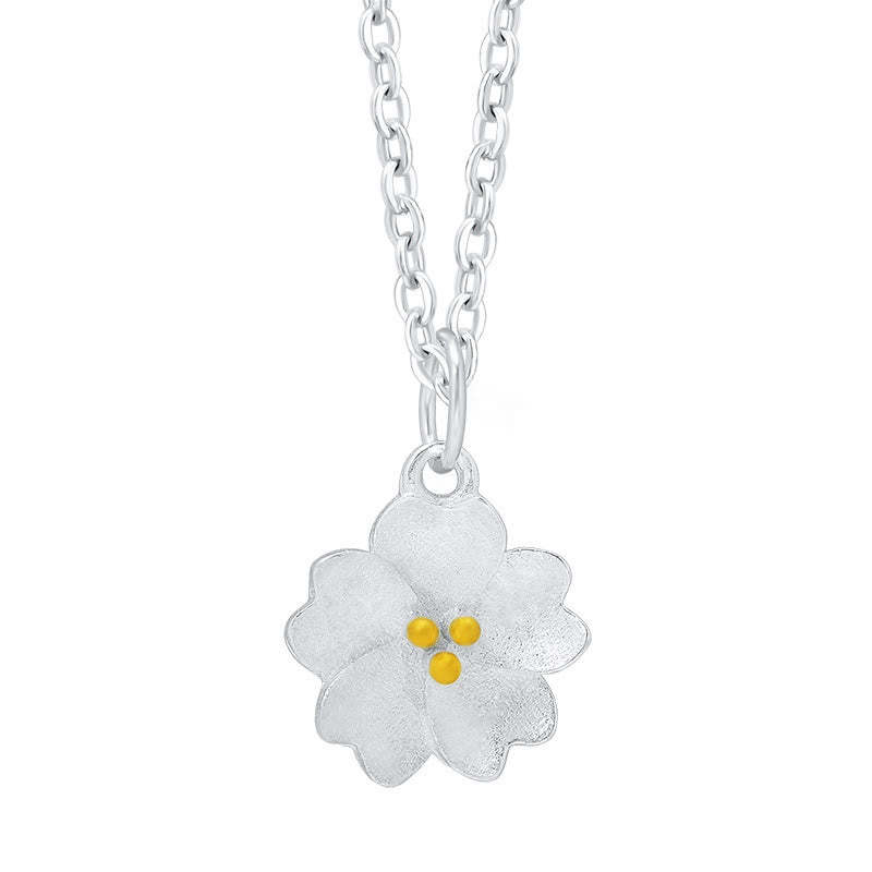 925 Sterling Silver Cherry Blossom Flower Blessing Necklace Pendant