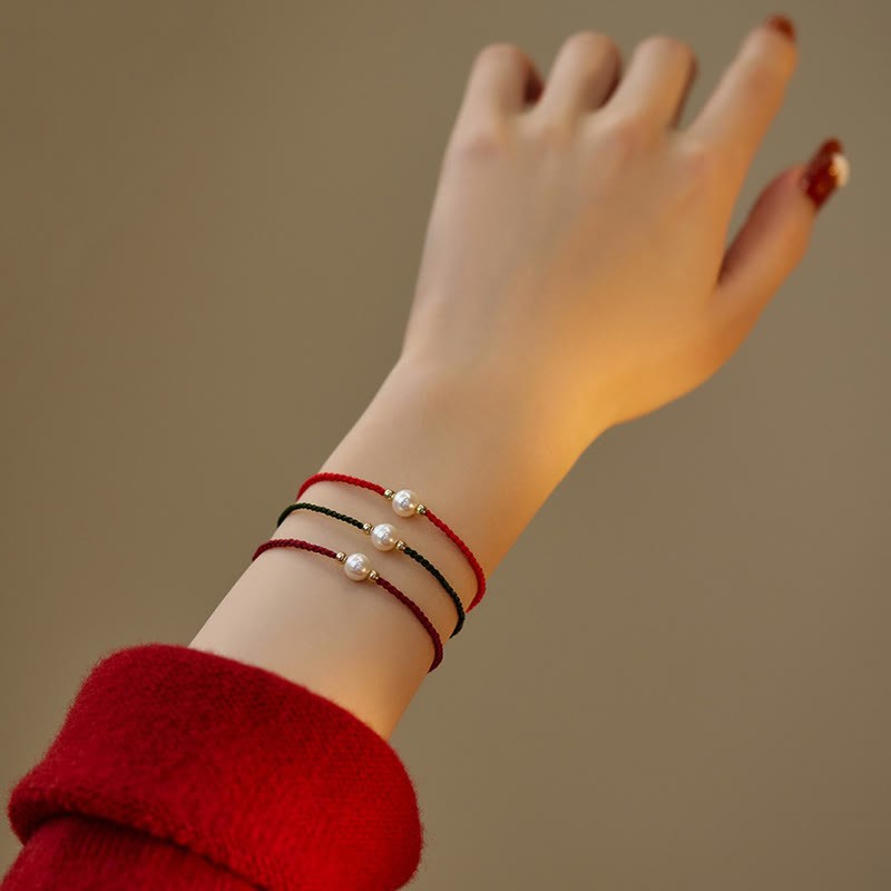 Natural Pearl Bead Luck Braid String Bracelet