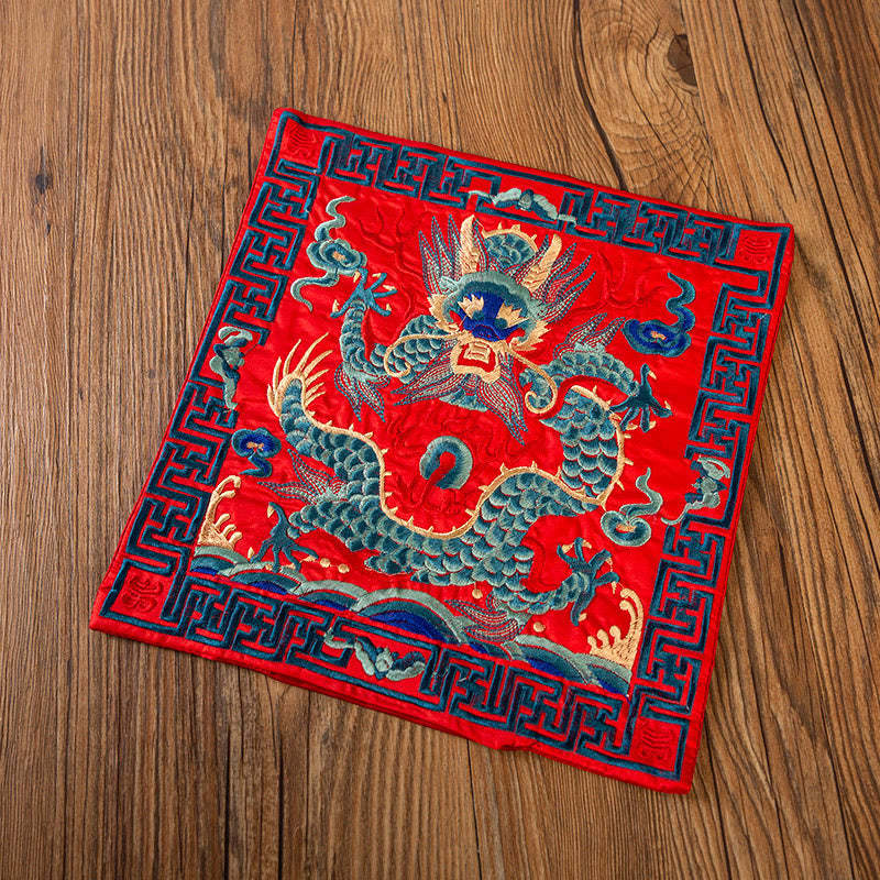 Phoenix Dragon Kirin Embroidery Cup Mat Pad Tea Cup Coaster Kung Fu Tea Mat