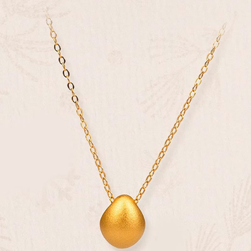 999 Gold Egg Water Drop Pattern Blessing Necklace Pendant