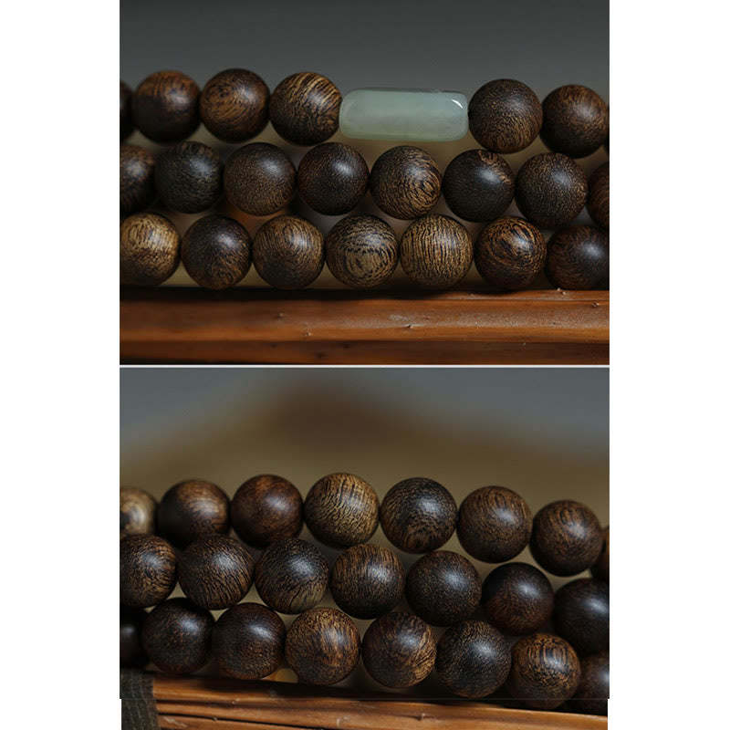 108 Mala Beads Brunei Agarwood Hetian Jade Yak Bone Strength Balance Bracelet