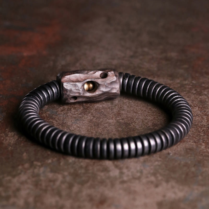 Ebony Wood Copper Brass Holey Balance Bracelet