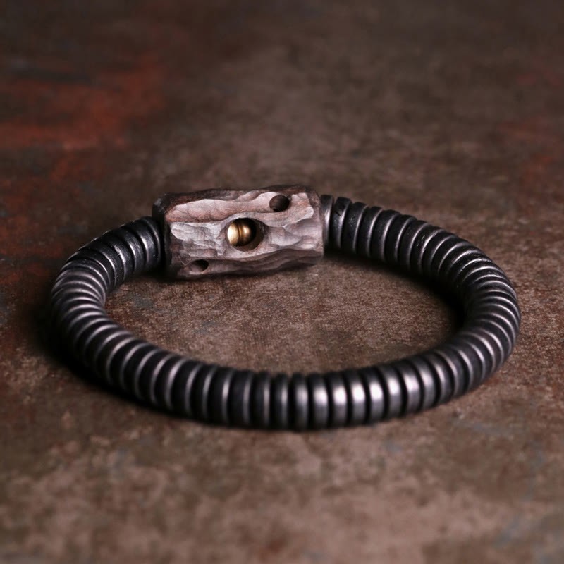 Ebony Wood Copper Brass Holey Balance Bracelet