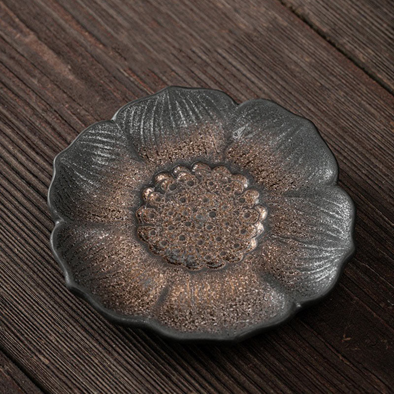 Vintage Lotus Flower Ceramic Cup Mat Pad Tea Cup Coaster Kung Fu Tea Mat