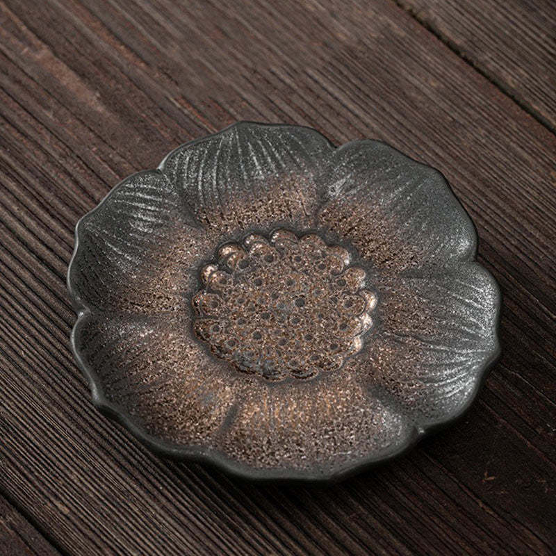 Vintage Lotus Flower Ceramic Cup Mat Pad Tea Cup Coaster Kung Fu Tea Mat