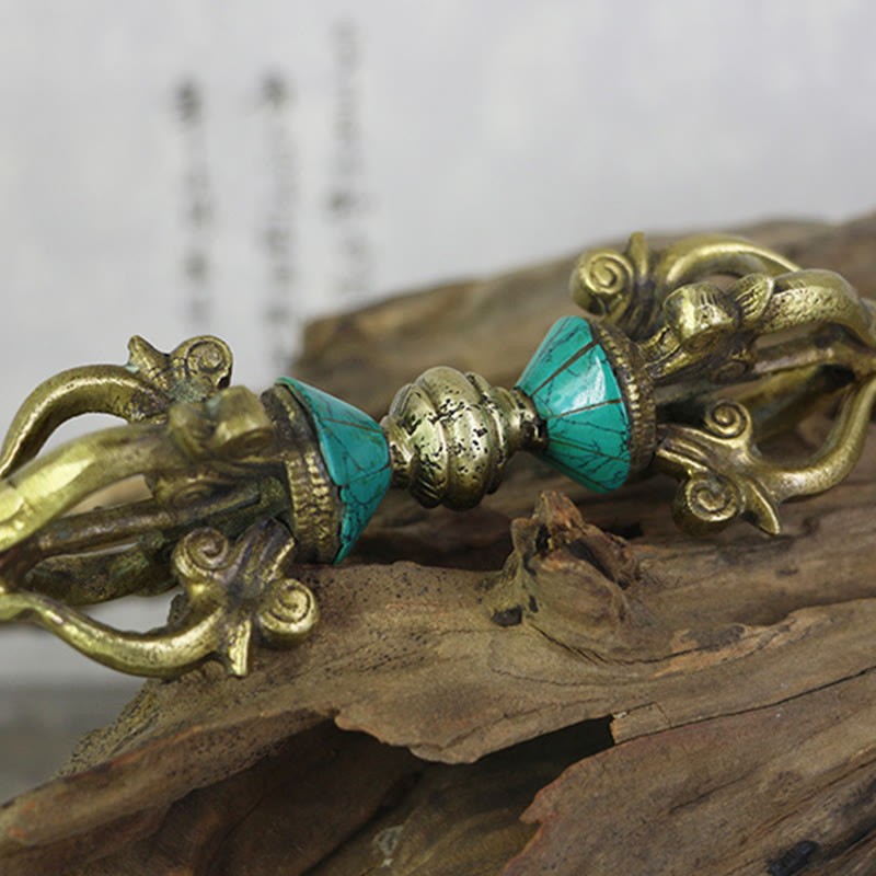 Tibetan Five Prong Vajra Dorje Handcrafted Nepal Spiritual Power Copper Decoration