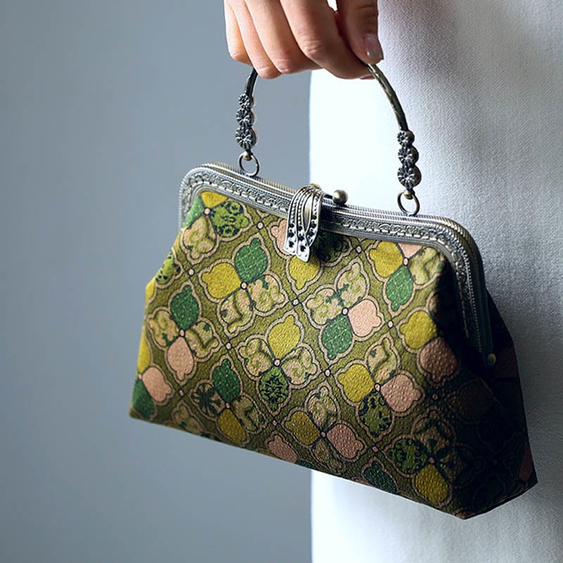 Green Leaves Handbag Metal Chain Crossbody Bag Shoulder Bag Cellphone Bag