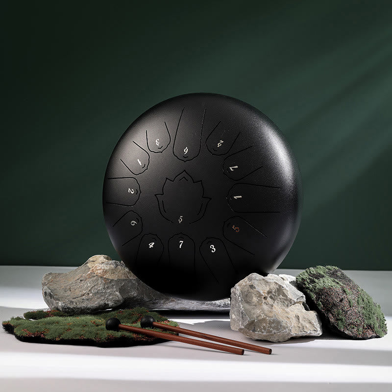 Steel Tongue Drum Sound Healing Mindfulness Lotus Pattern Yoga Drum Kit 13 Note 12 Inch Percussion Instrument