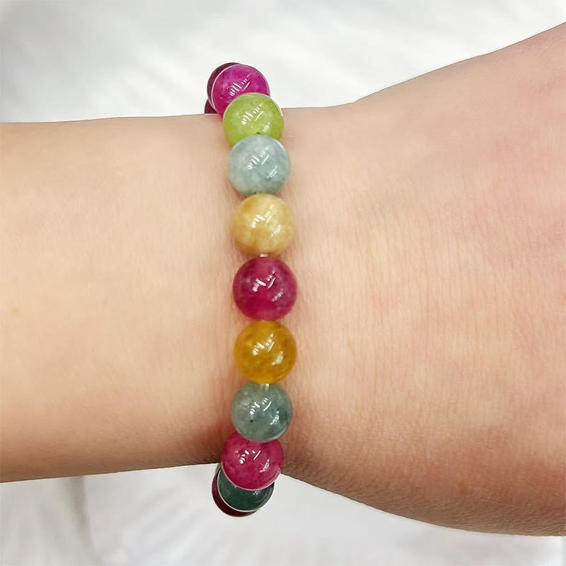 Natural Tourmaline Fu Character Flower Lucky Brand Bracelet